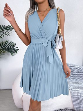 BlauWave Dirndl Damen Sommer Ärmelloses Kleid Mit V-Ausschnitt A-Linie (1-tlg) Elegantes Damenkleid mit Gürtel