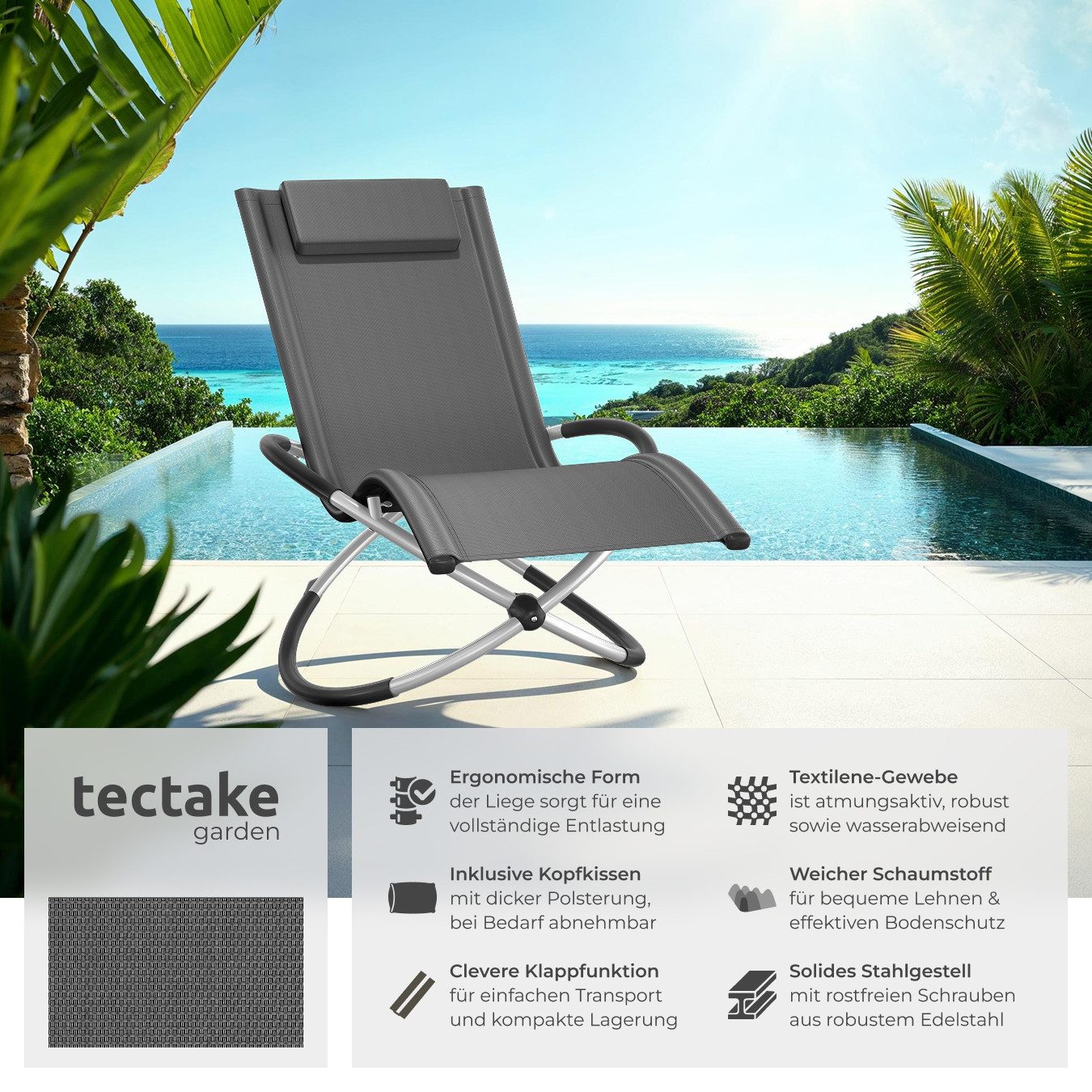 tectake Gartenliege Sonnenliege, 1 St., Ergonomische günstig online kaufen