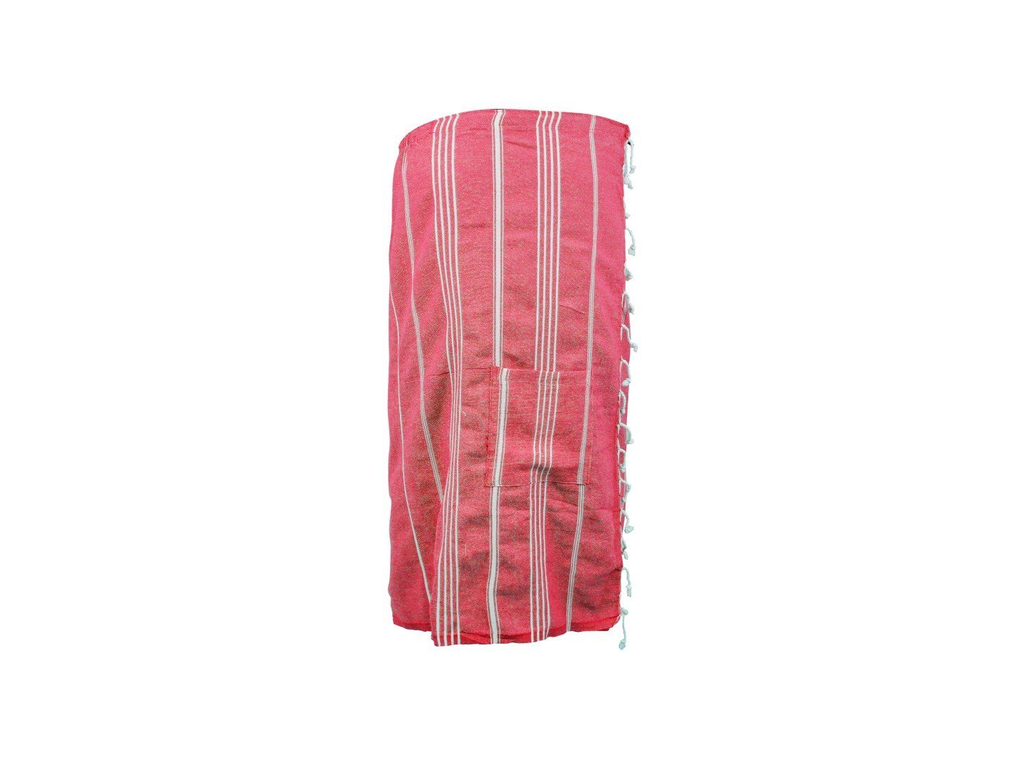 my Hamam Kilt Saunakilt für Damen, rot weiß, Langform, Baumwolle, Tasche, Klettverschluss, mit Gummibund & Klettverschluss