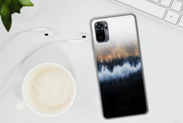MuchoWow Handyhülle Abstrakt - Gold - Luxus - Blau, Phone Case, Handyhülle Xiaomi Redmi Note 10, Silikon, Schutzhülle