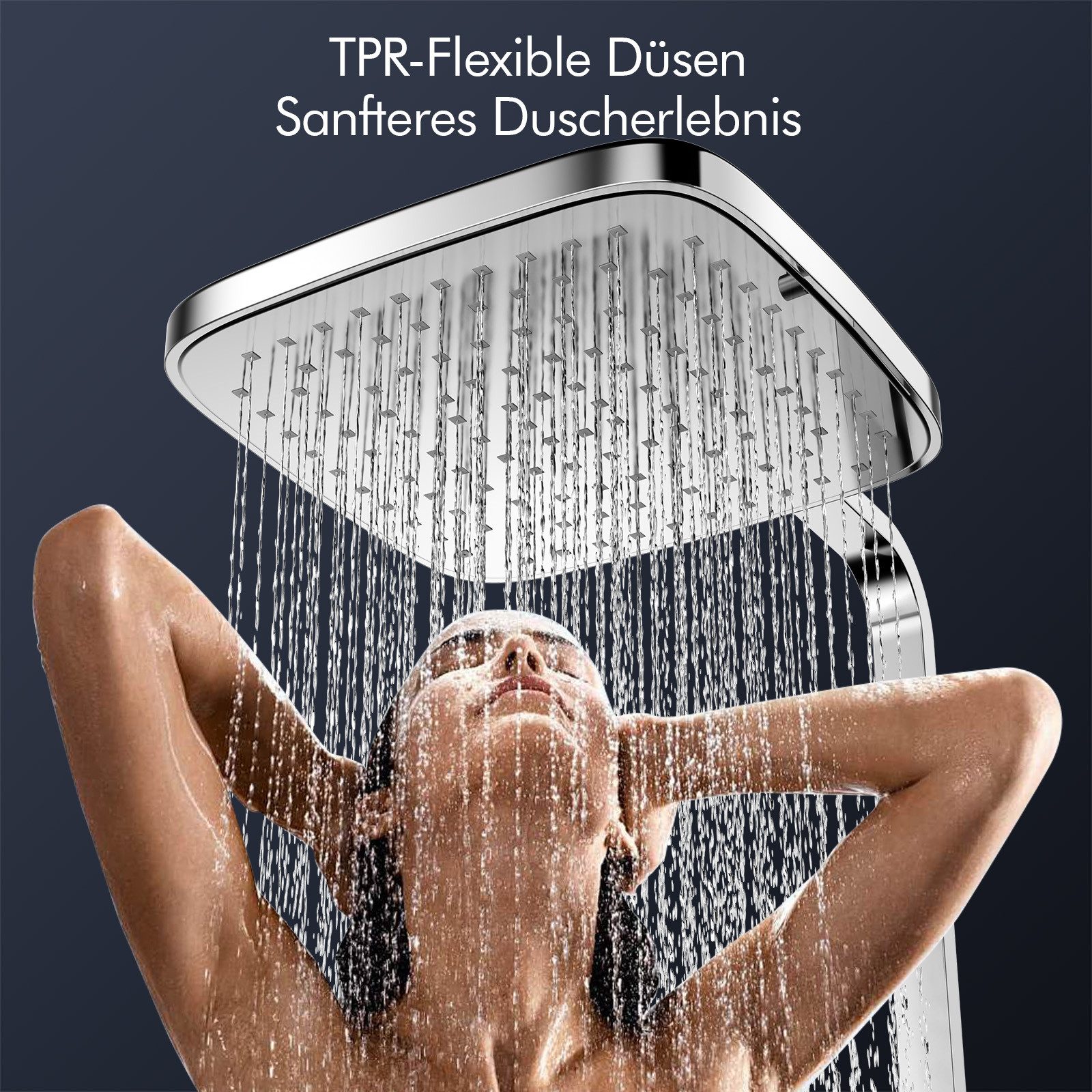 HOMELODY Duschsystem mit Thermostat & Duschablage- Duscharmatur Komplettset, 2 Strahlart(en), Hand- & Kopfbrause, höhenverstellbar, 38 °C Sicherheitssperre – Bild 3 von 5