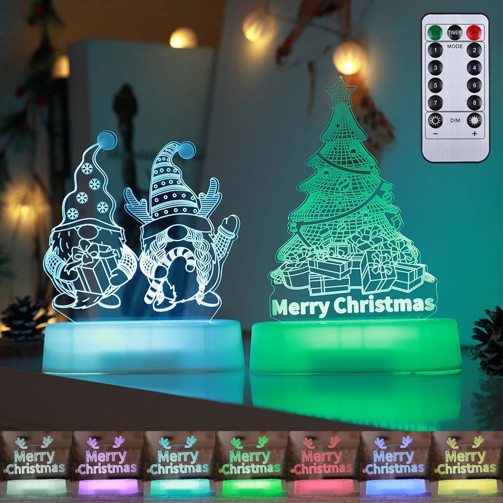 MUPOO LED LED Nachttischlampe USB Thanksgiving-Nachtlicht,Fernbedienung, plug-in/3A Weihnachten,LED Deko-Objekte 3D,Kinder Dekolicht Nachtlicht Batterie,Acryl, Reh