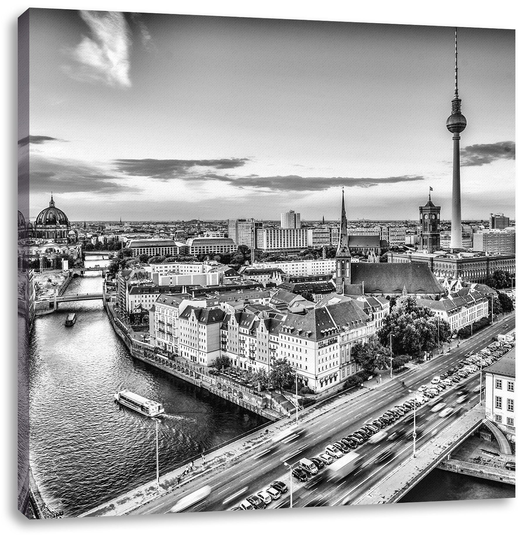 Pixxprint Leinwandbild Skyline von Berlin, Skyline von Berlin (1 St), Leinwandbild fertig bespannt, inkl. Zackenaufhänger
