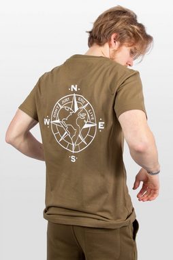 TheHeartFam T-Shirt Nachhaltiges Bio-Baumwolle Tshirt Navy Grün Kompass Herren Frauen Hergestellt in Portugal / Familienunternehmen