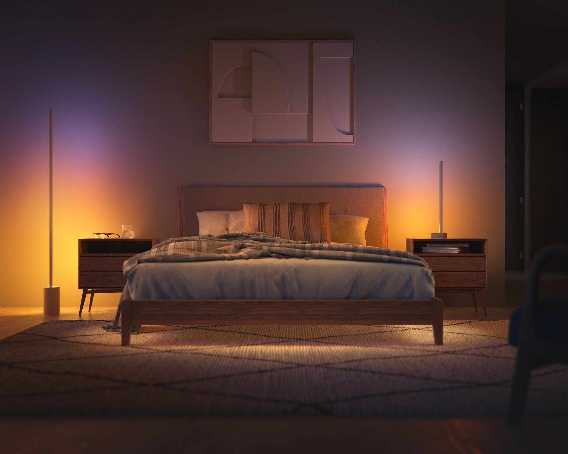 - Oak, warmweiß kaltweiß, LED integriert, fest Tischleuchte Holzoptik Hue LED Bluetooth, Signe Philips