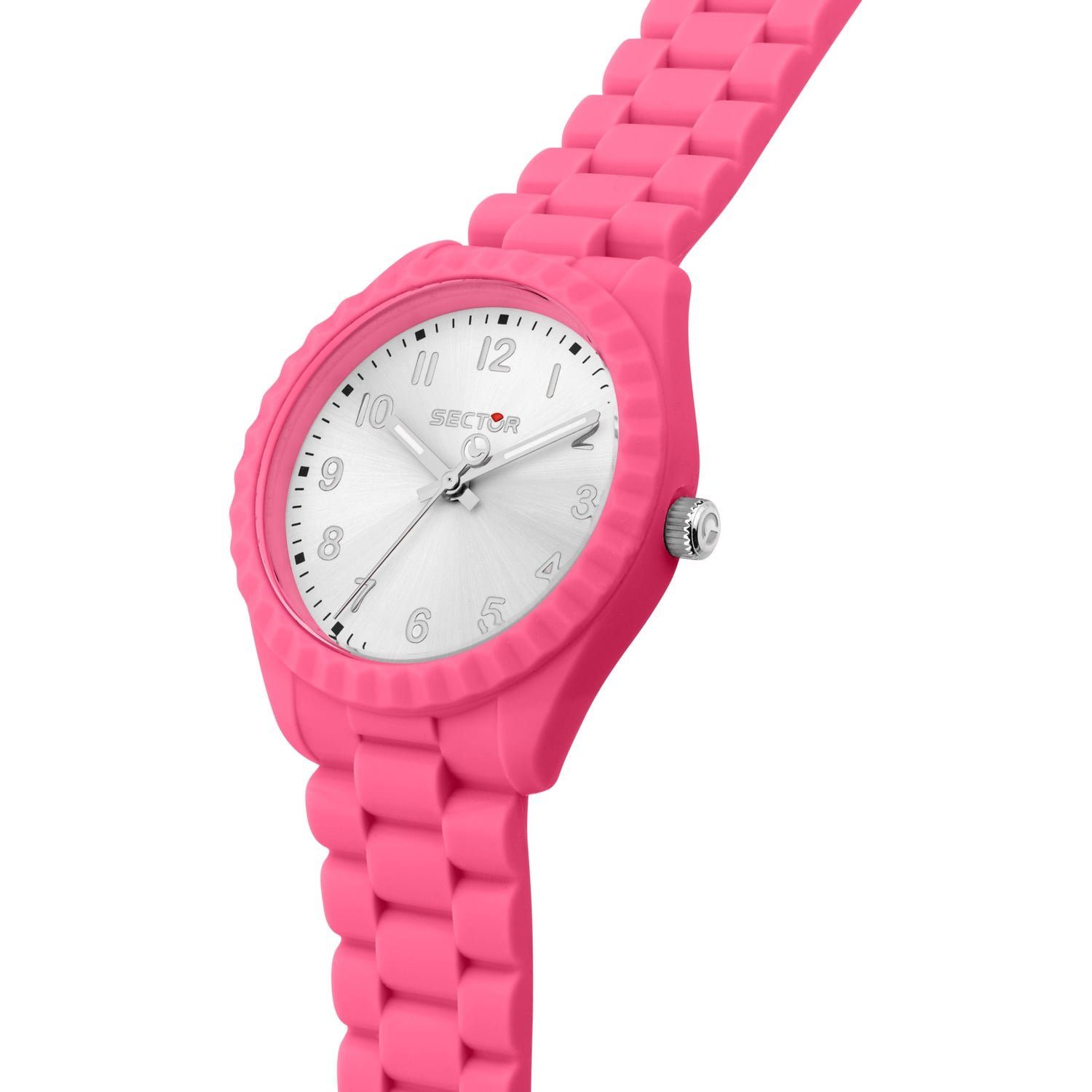 Analog, Quarzuhr Armbanduhr Sector Damen Armbanduhr Damen Fashion (ca. Silikonarmband Sector groß rosa, rund, 42mm),