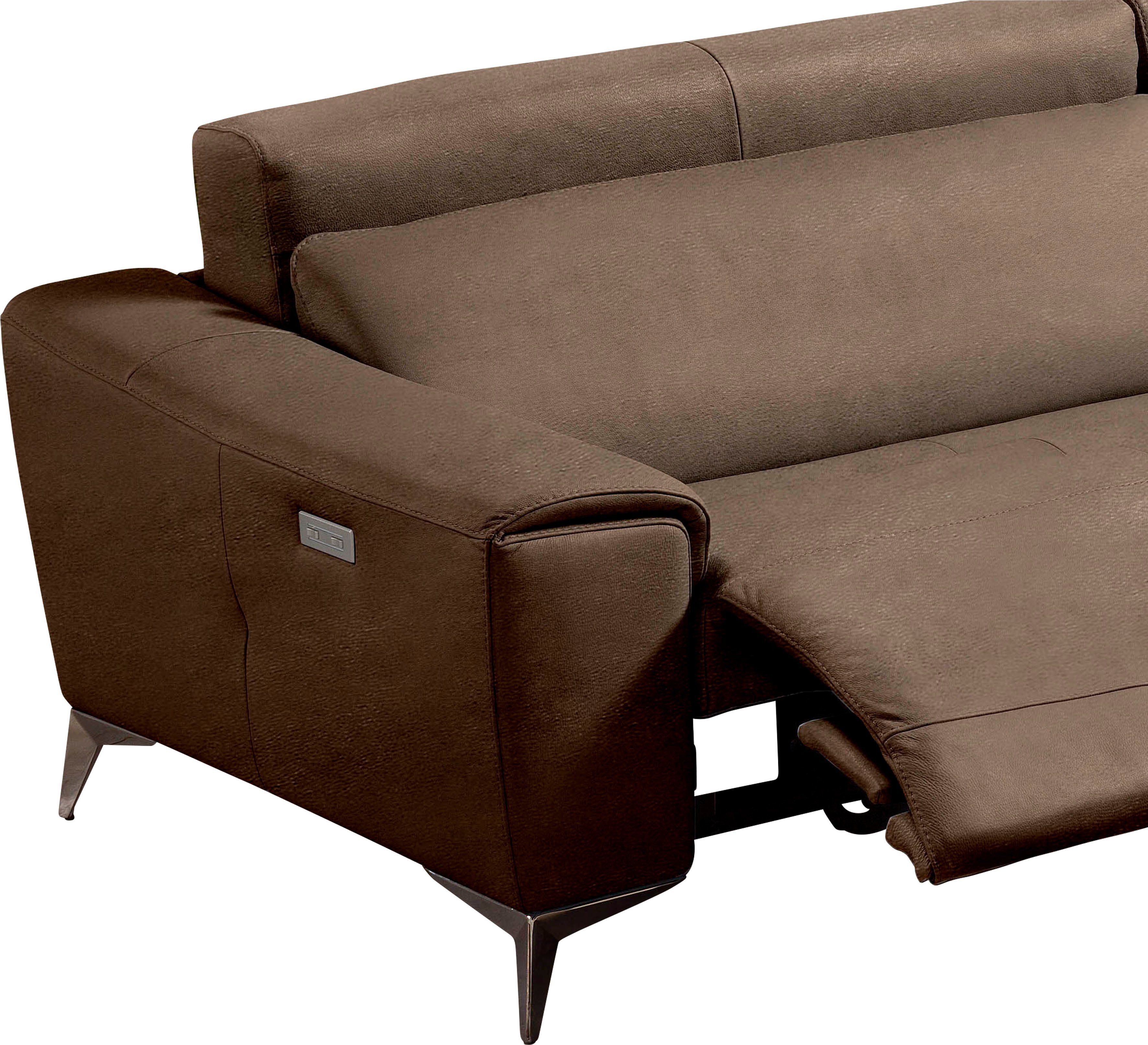 Egoitaliano Ecksofa Suzette, Designsofa mit hohem Sitzkomfort, mit Recamiere, inkl. 1 elektronischen Relaxfunktion, L-Form