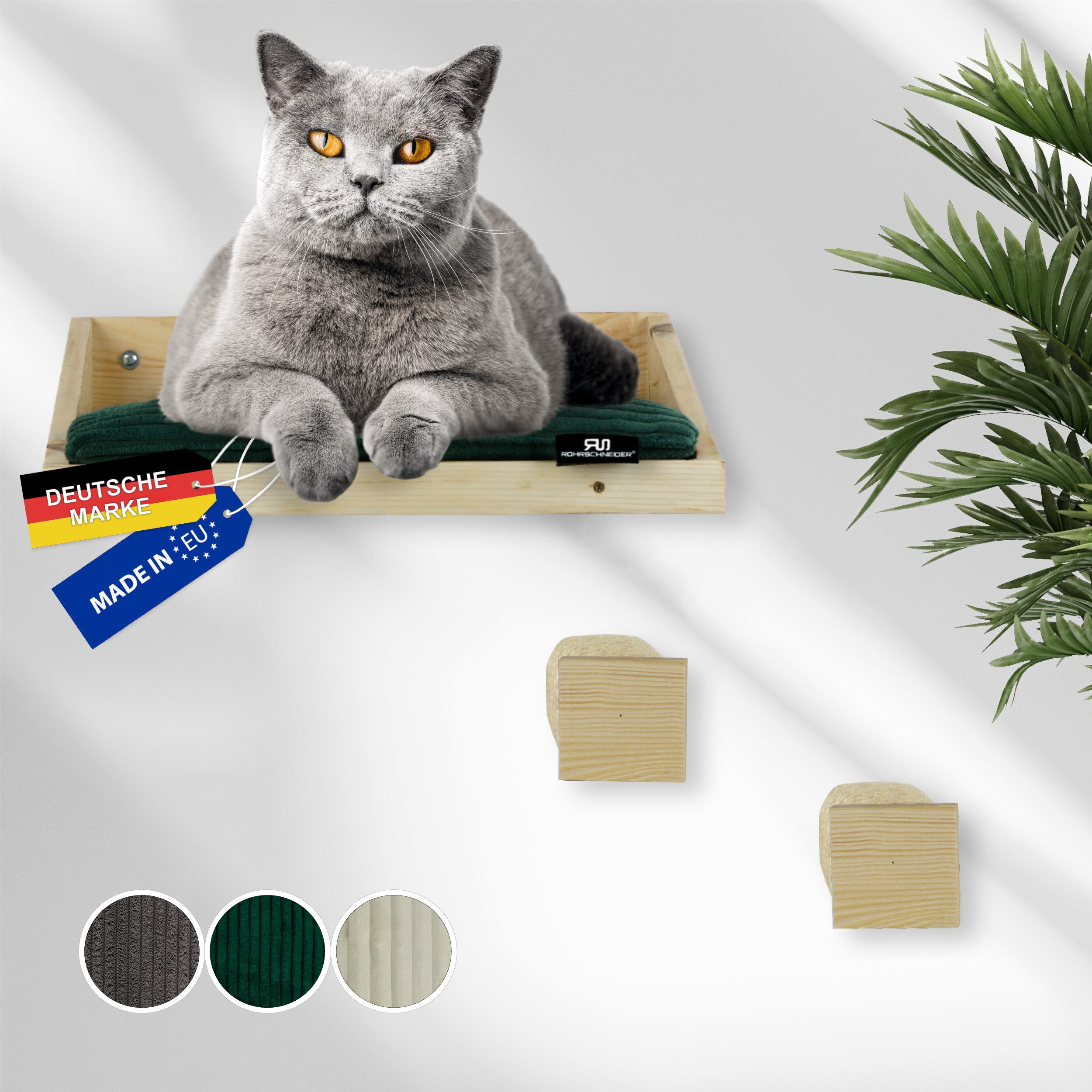 Rohrschneider Katzen-Kletterwand Kletterwand Katzen, Wandelement mit Katzenbett und 2 x Katzentreppe