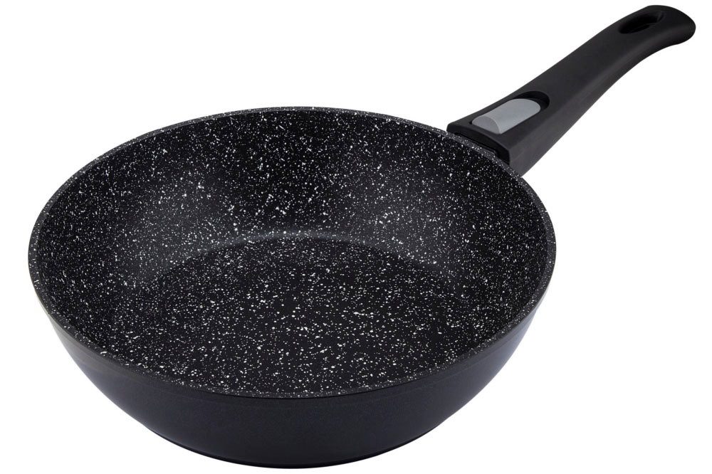 RESTO Kitchenware Bratpfanne Aries, tiefe Wokpfanne mit vierschichtiger Marmor-Antihaftbeschichtung, Aluminium (1-tlg), mit einem abnehmbaren Griff - backofenfest, spülmaschinenfest