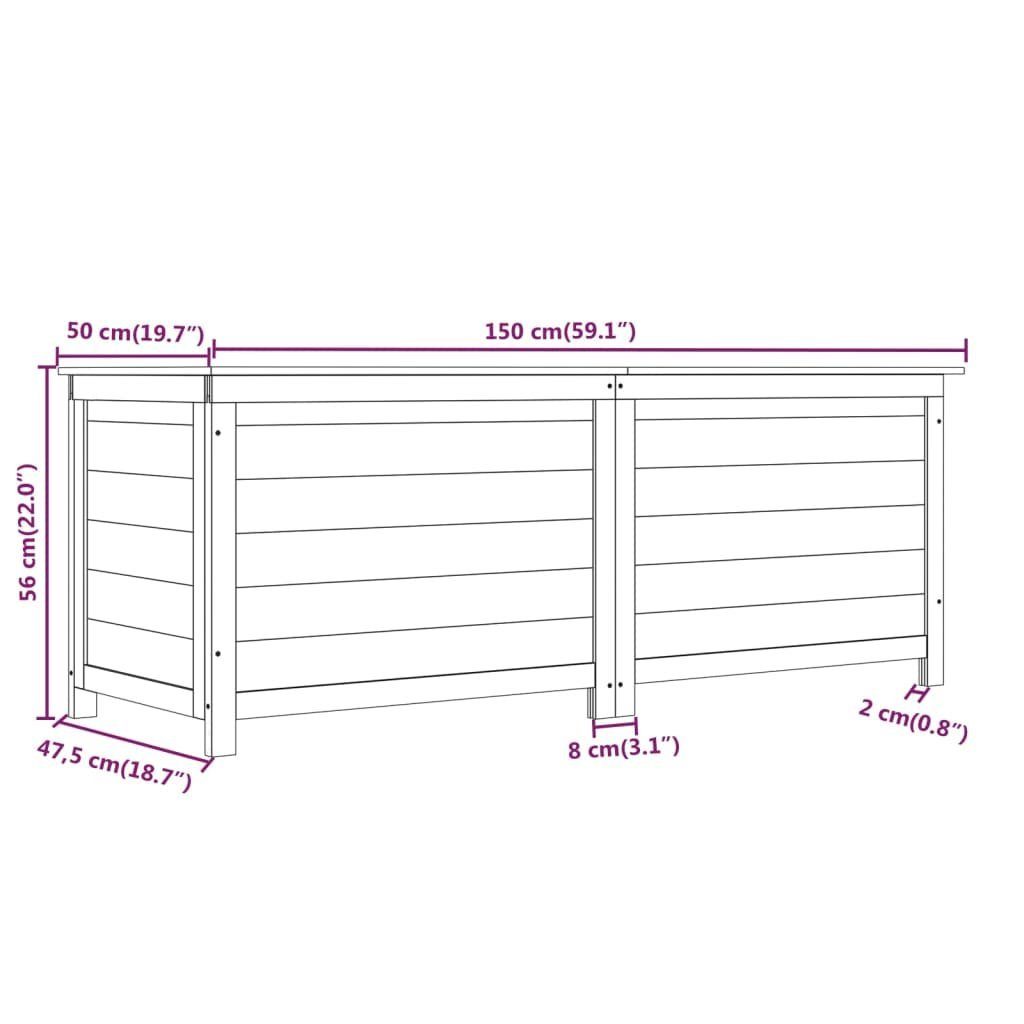 cm 150x50x56 Tanne Massivholz Outdoor-Kissenbox Gartenbox furnicato