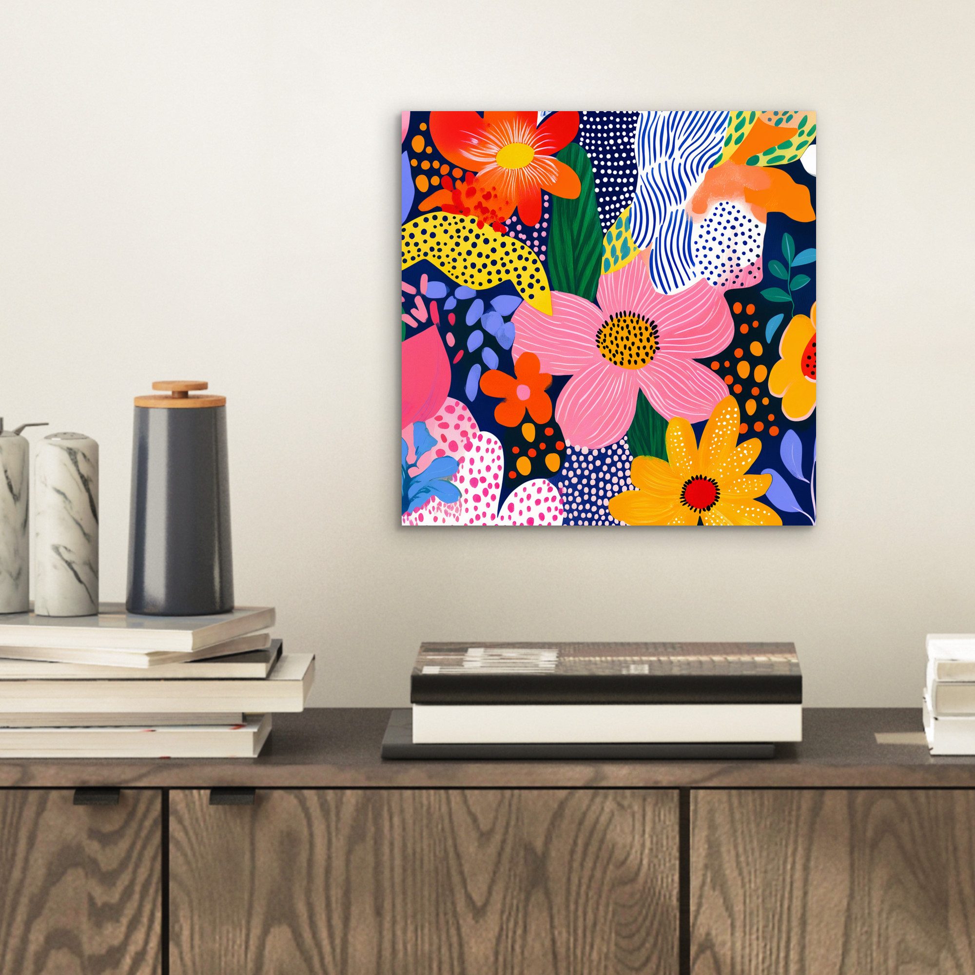 MuchoWow Metallbild Bunt - Blumen - günstig online kaufen