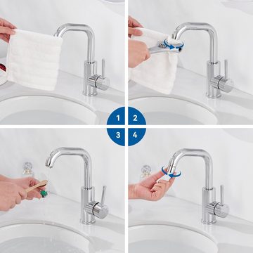 Auralum Waschtischarmatur Chrom Wasserhahn Bad Waschtischarmatur Mischbatterie 360° Drehbar für Badezimmer