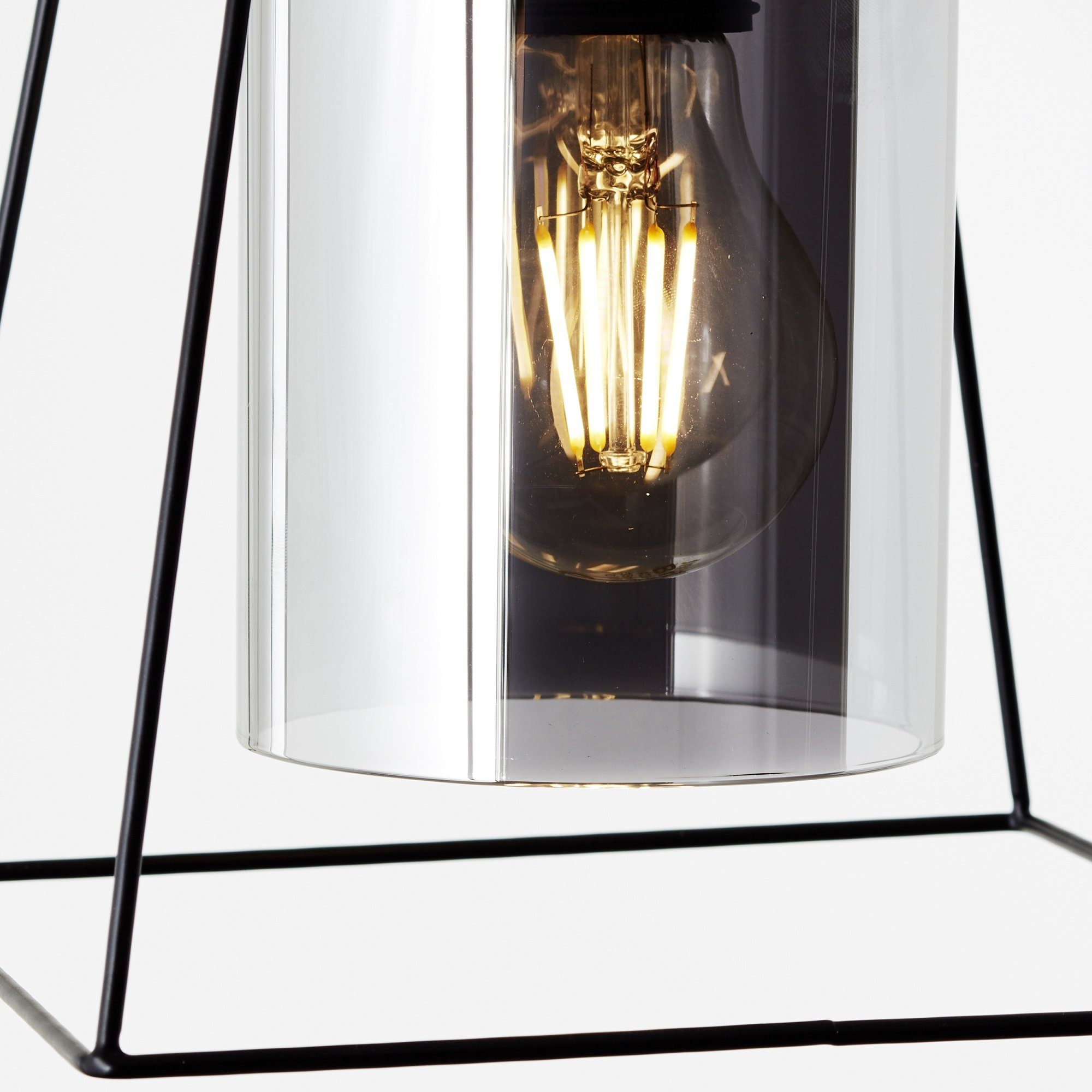 Hängeleuchten, x Lightbox schwarz/rauchglas Leuchtmittel, Glasschirme, 18 ohne cm, E27, 18 175 kürzbar, x matt