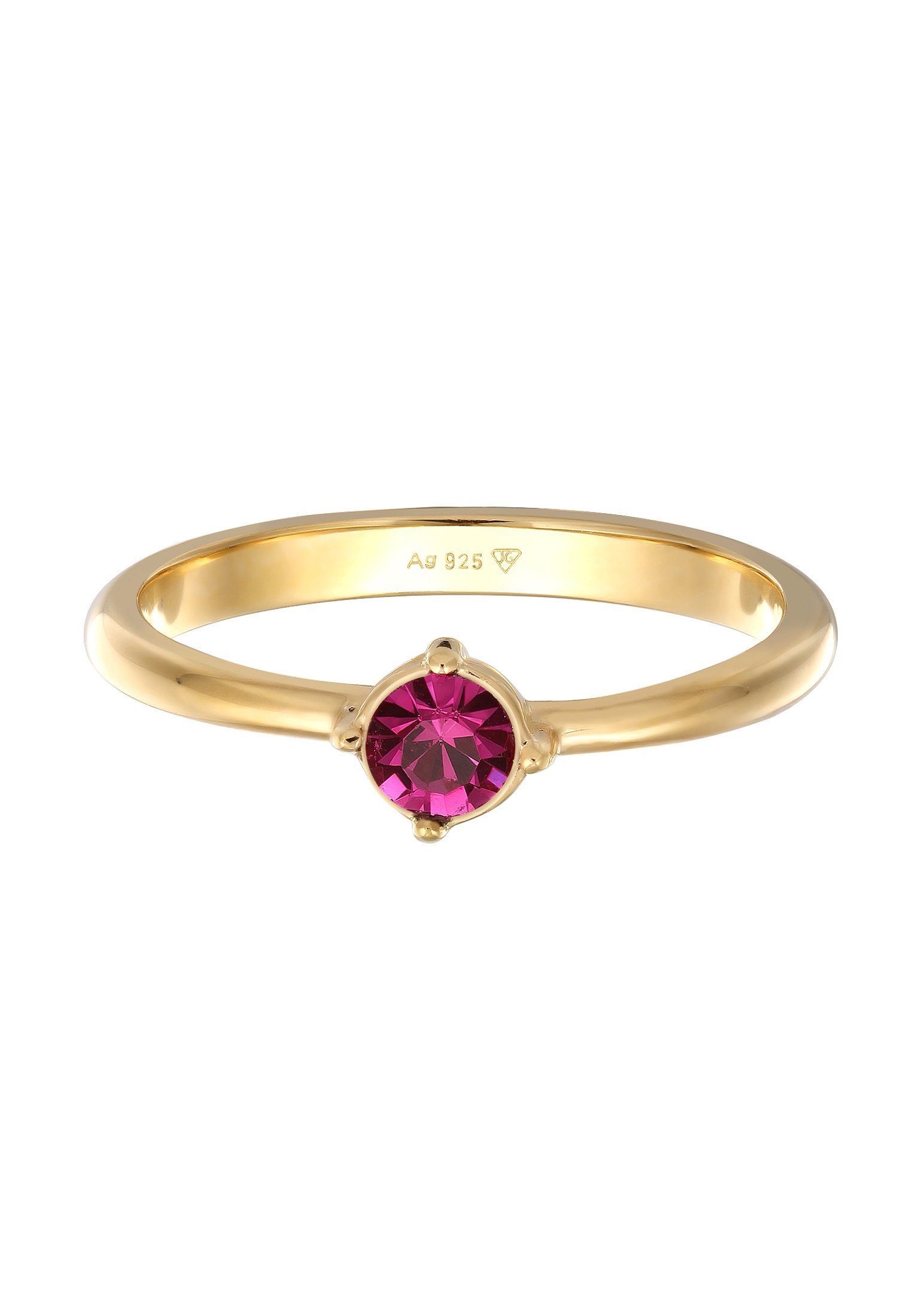 Elli Fingerring Solitär Kristall Rot-Rosa Klassik 925 Silber günstig online kaufen