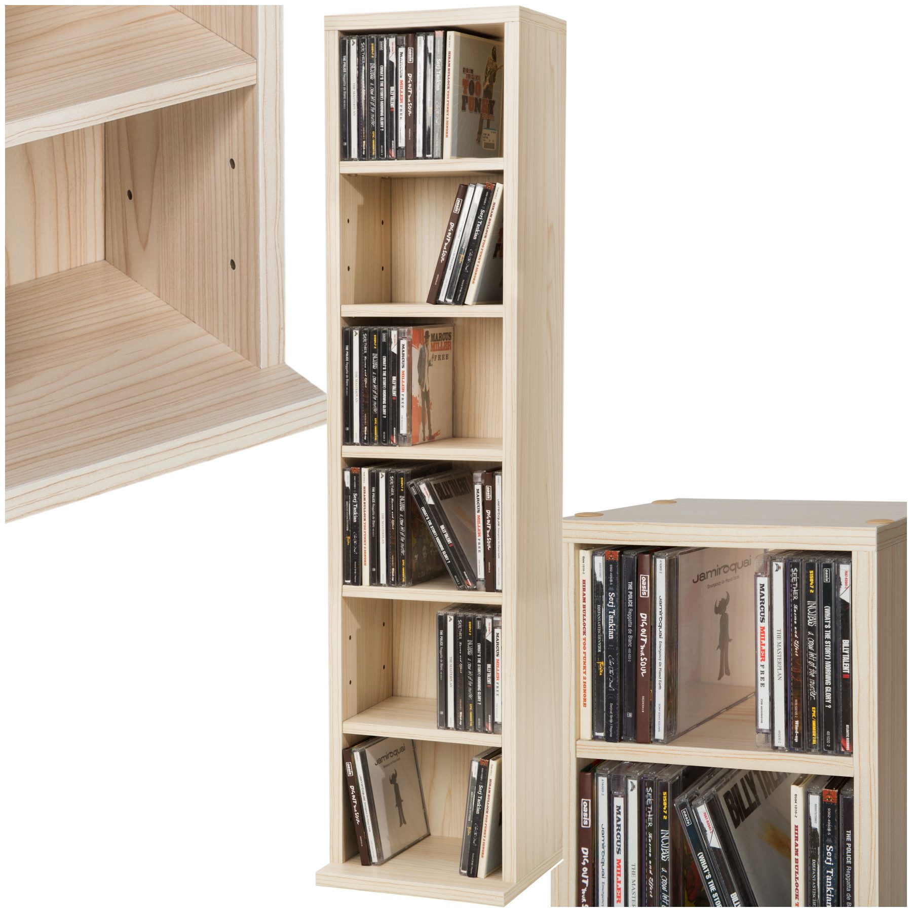 tectake CD-Regal CD DVD Regal, Einzelstück, in Holzoptik