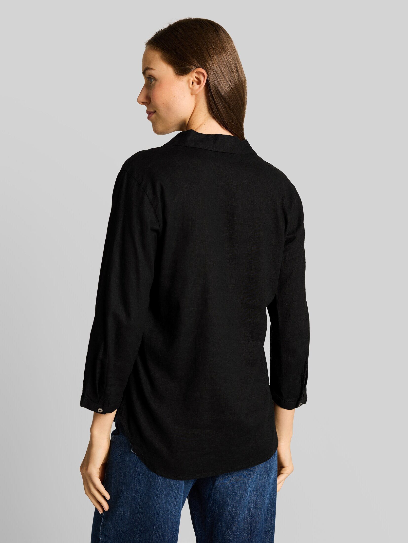TOM TAILOR Langarmbluse Blusen & Shirts Hemdbluse mit Leinenanteil