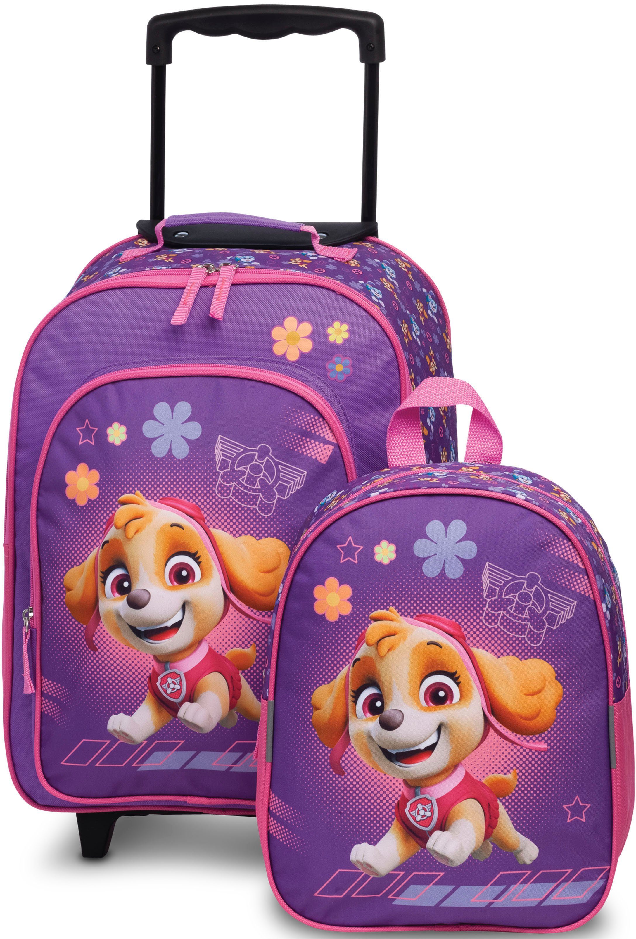 Kinderkoffer Kinderreise-Set, Viacom, violett/pink, Rucksack Patrol, & Rollen, Trolley 2 Paw fabrizio®