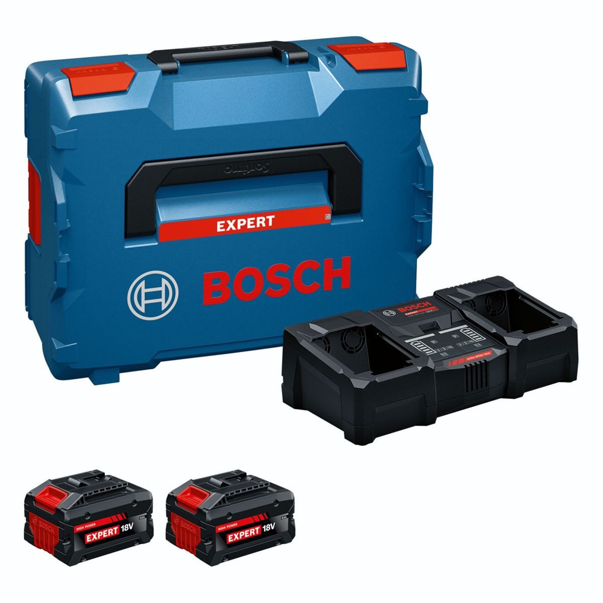 BOSCH Starter-Set 2x EXBA18V-80 EXAL18V2-320 Werkzeug-Akku-Ladetechnik
