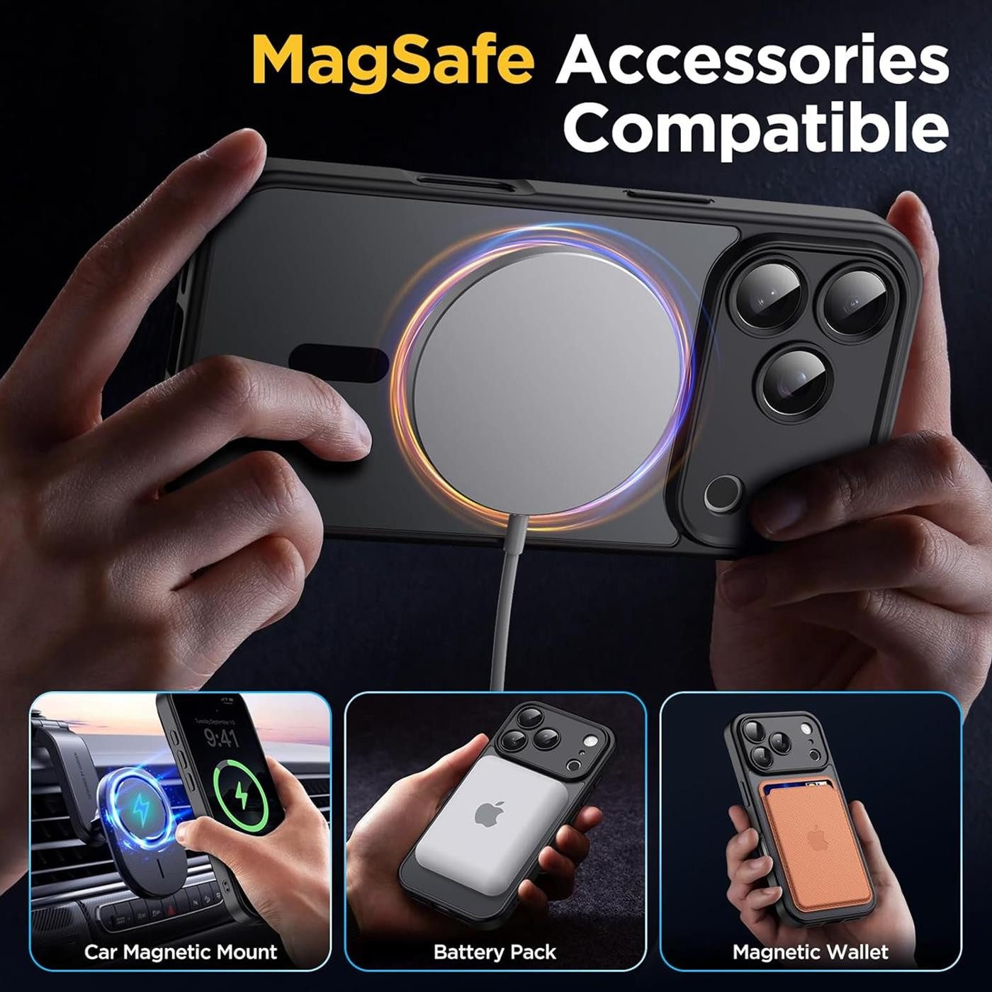 CoolGadget Handyhülle Magnet-Hülle für iPhone 17 Pro Schutzhülle magnetisch 6,3 Zoll, Hülle Matt Stoßfest kompatibel mit Magsafe Zubehör Kameraschutz Case – Bild 5 von 5