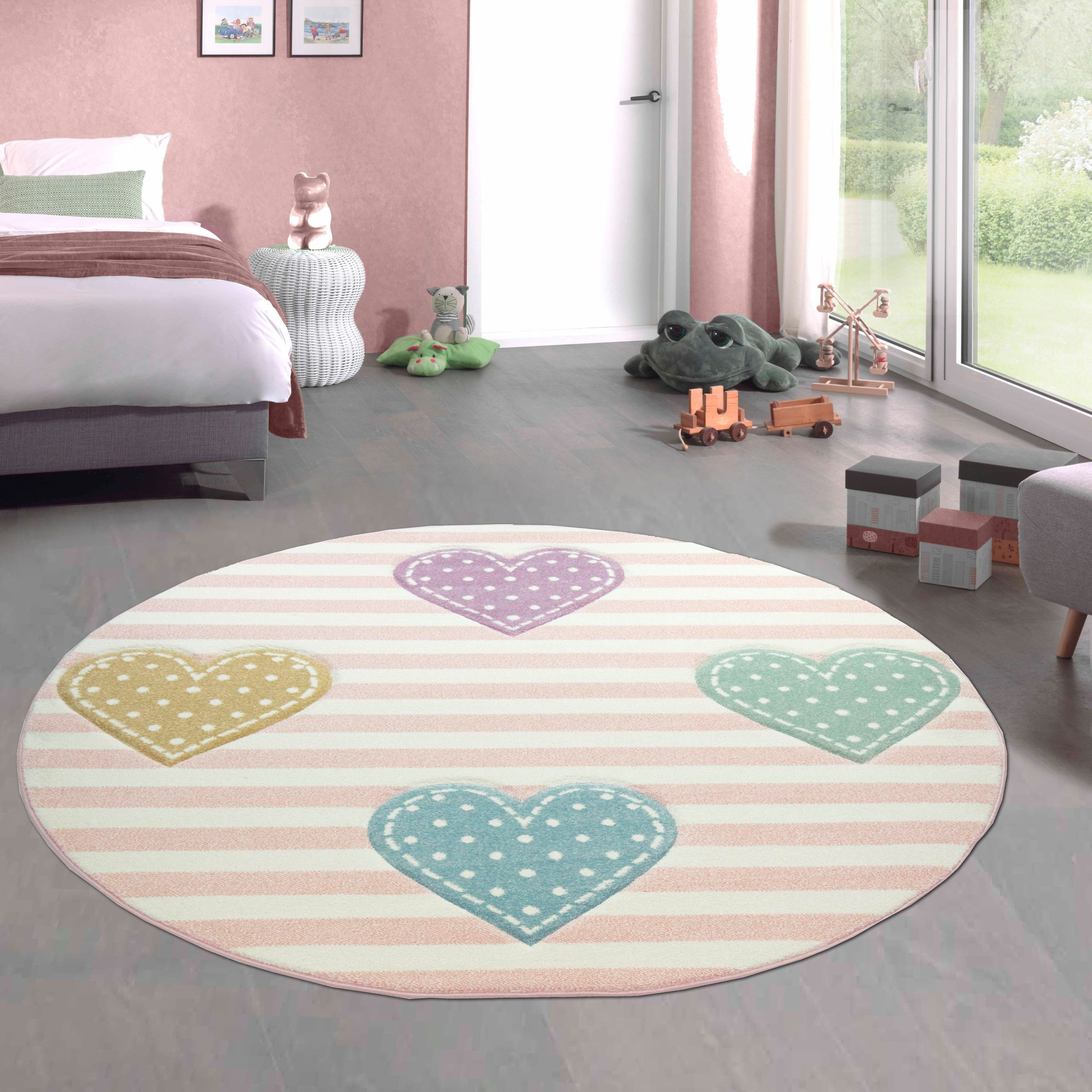 Carpetia Kinderteppich Verspieltes Motivdesign, rund, Höhe: 13 mm, pflegeleicht, strapazierfähig, handgearbeiteter Konturenschnitt