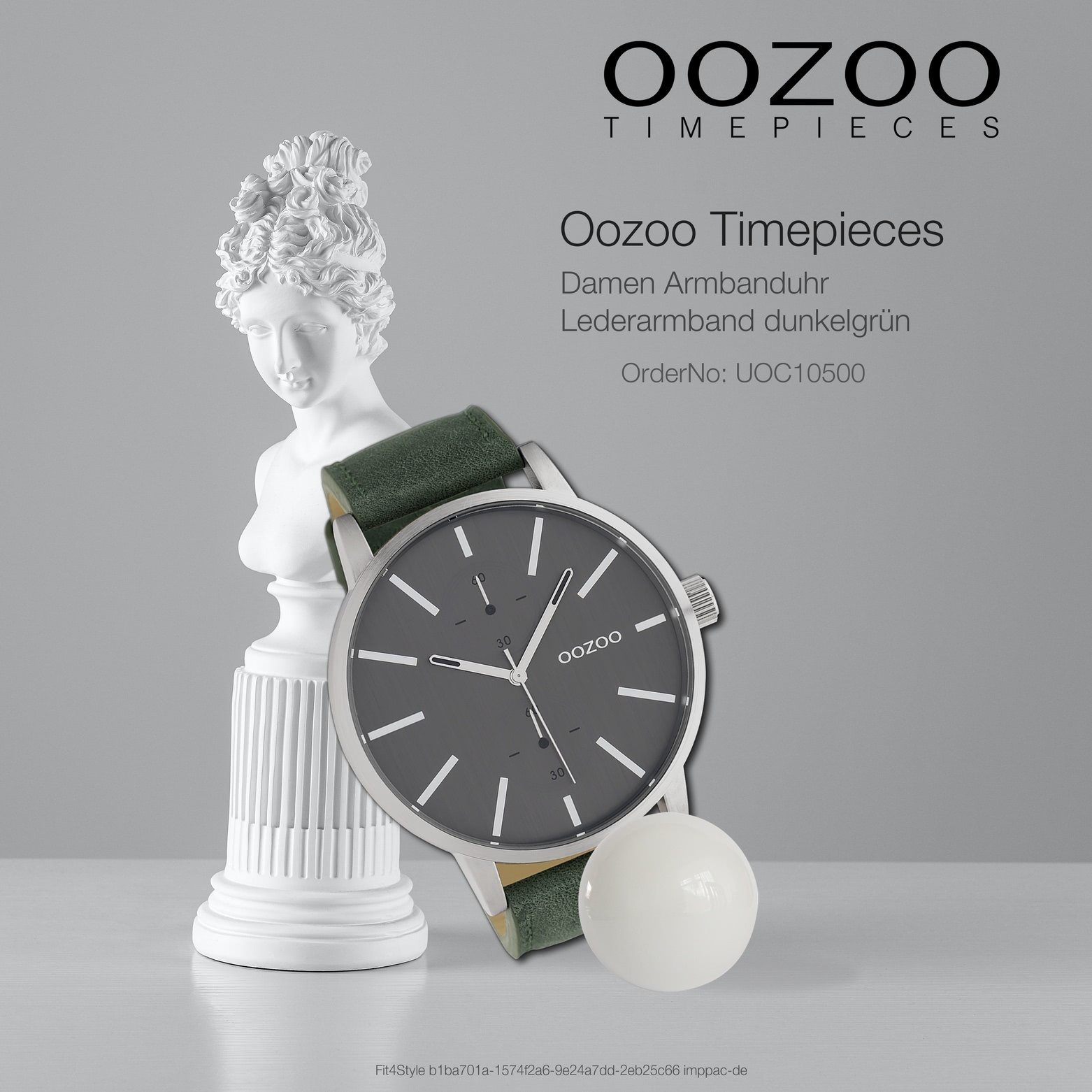 50mm) Armbanduhr rund, (ca. Damen Oozoo groß Fashion-Style Quarzuhr Timepieces, Herren Herrenuhr Lederarmband, Damen, OOZOO