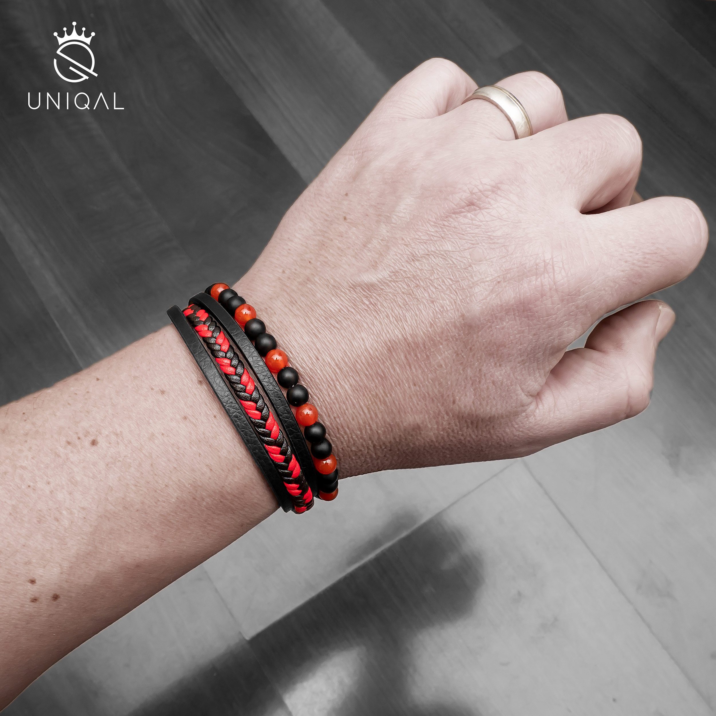 UNIQAL.de Lederarmband Lederarmband Herren "FANCY" Perlenarmband Naturstein günstig online kaufen