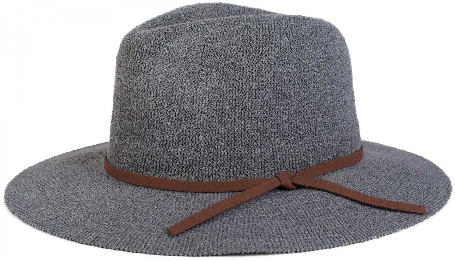 styleBREAKER Fedora Fedora Grau Knautschhut mit Zierband (1-St)