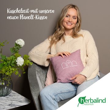 herbalind Zirbenkissen Happiness is Homemade - Flanell in rot 30x30 mit Reißverschluss, 100% Baumwolle mit Zirbe Füllung - Handmade in Germany