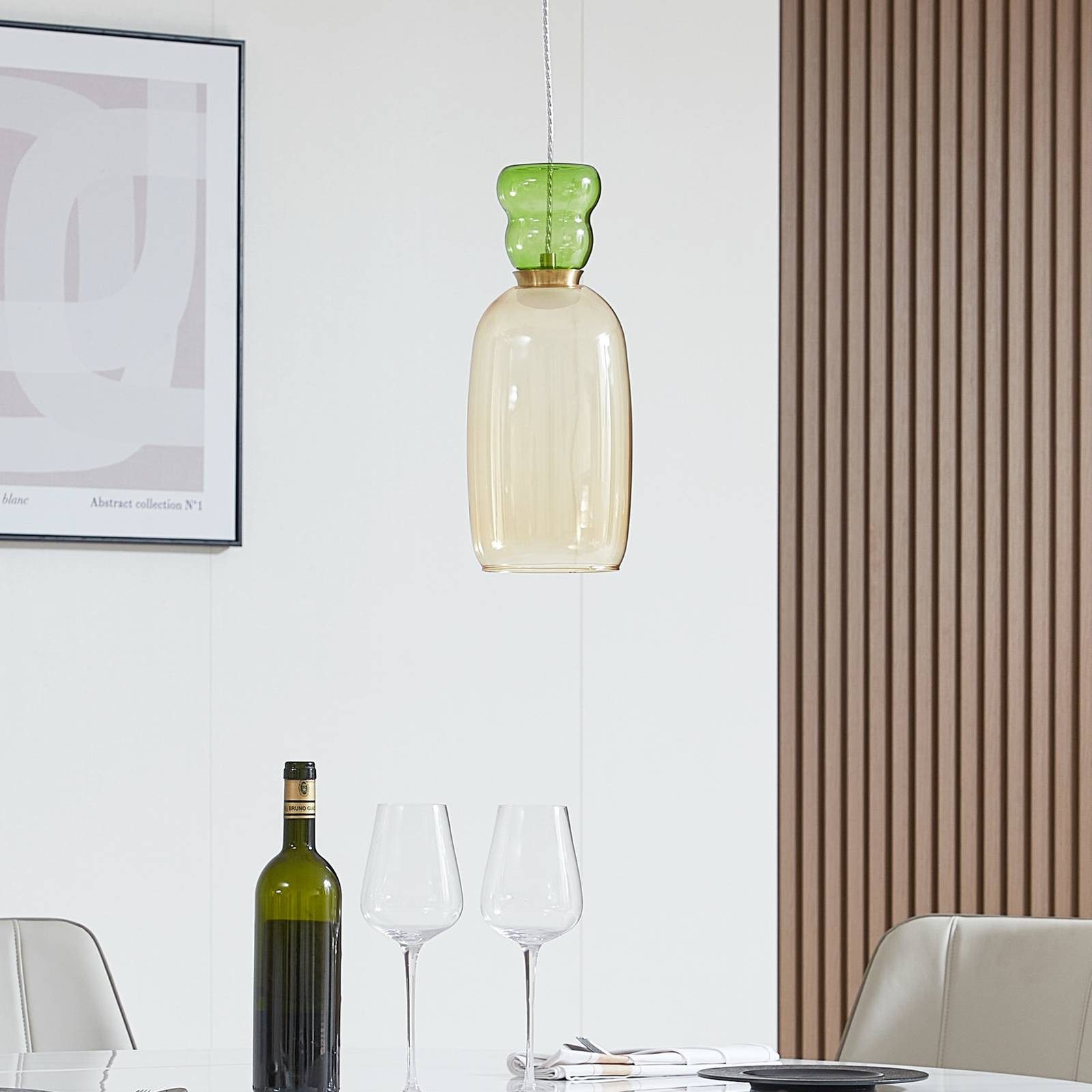 Lucande Hängeleuchte Fay, LED, Glas Gelb warmweiß IP20, LED 9 W gesamt, warmweiß