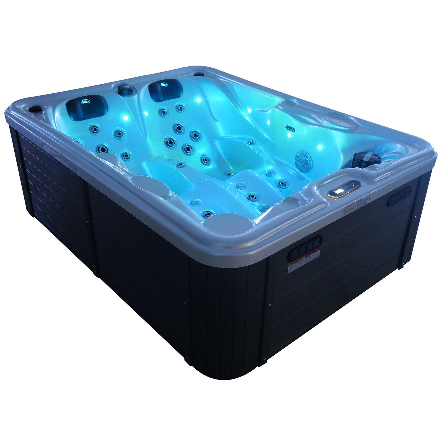 TroniTechnik Whirlpool Outdoor Whirlpool Bottaro Spa Weiß/Perlmutt 210x160, (620l, winterfest, Farblicht, Kissen), Balboa, Aristech Acryl, LEDs, 46 Düsen, doppelte Isolierung