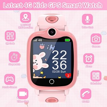 YEDASAH Kinder mit GPS und Telefon, Videoanruf, Stoppuhr Smartwatch, mit 4G IP68 Wasserdicht Spiel, Taschenlampe, Taschenrechner, Wecker
