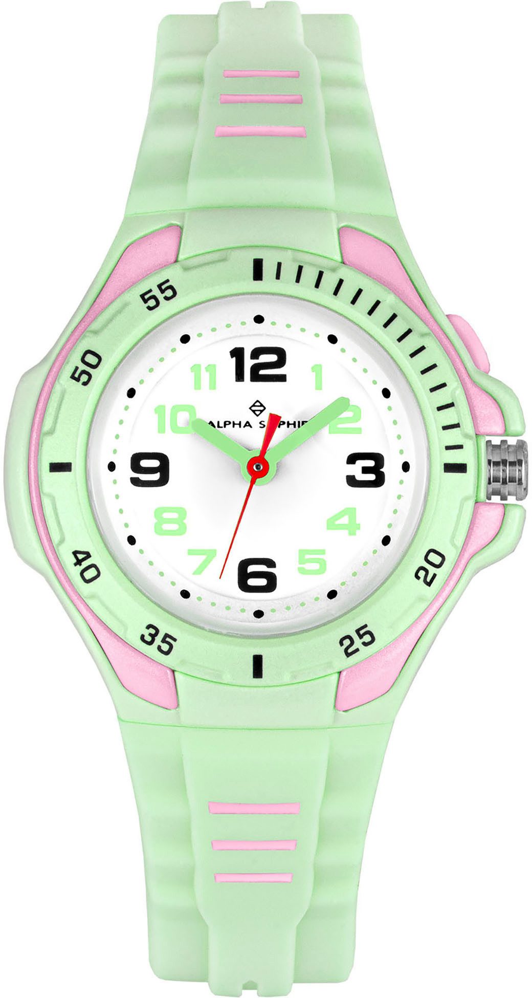 ALPHA SAPHIR Quarzuhr 393C, Armbanduhr, Kinderuhr, analog, Beleuchtung