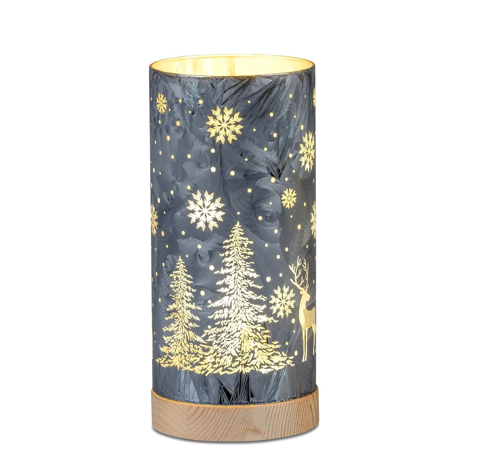 formano LED Dekolicht LED Tischlampe Deko Winterblau Stimmungslicht Zylinder 25cm, LED fest integriert