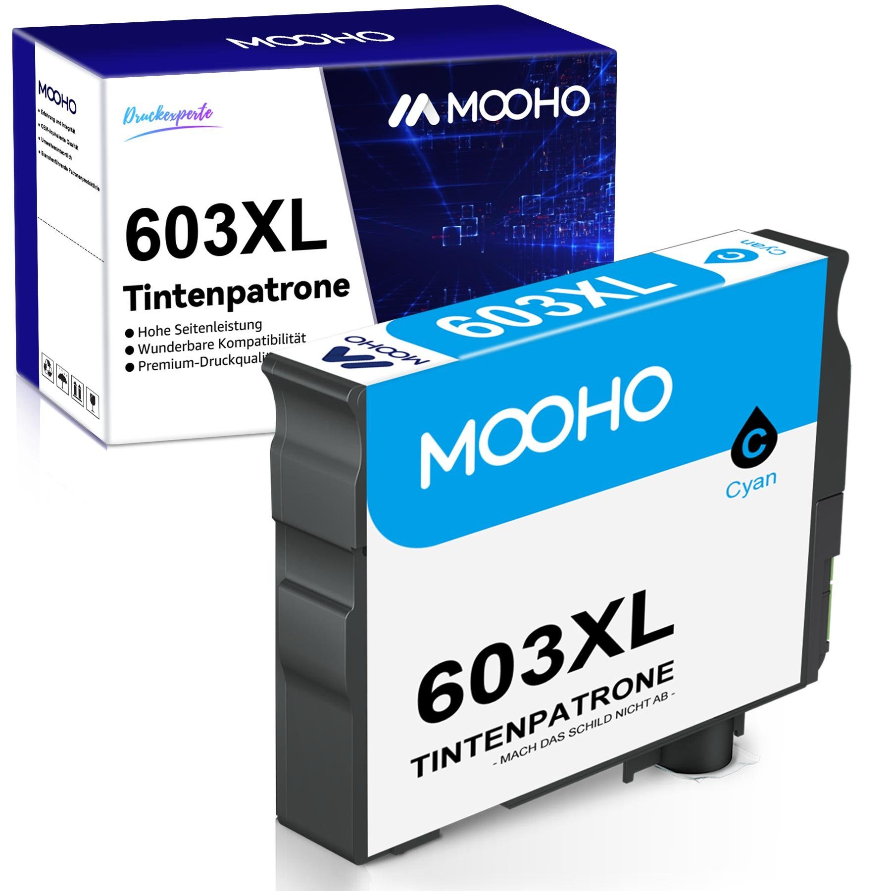 MOOHO ersetzt 603XL für 2810DWF WF XP Tintenpatrone 2150 EPSON 2100 Cyan 2105