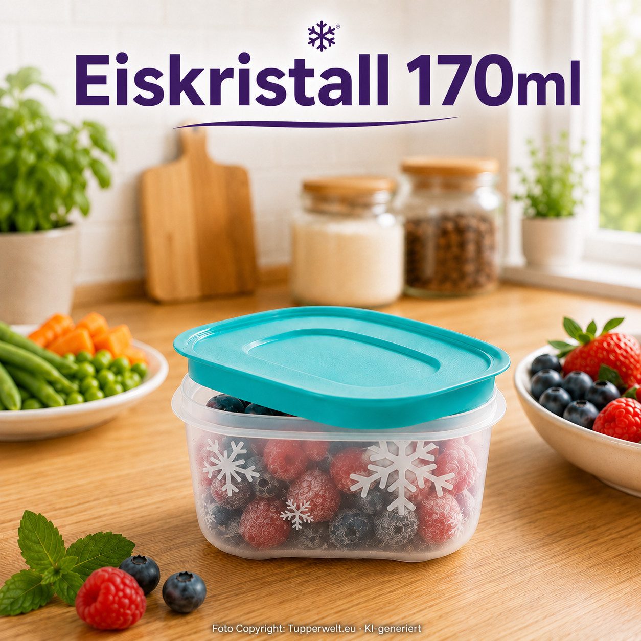 TUPPERWARE Vorratsdose Tupperware Eiskristall Gefrierbehälter 170 ml – Türkis