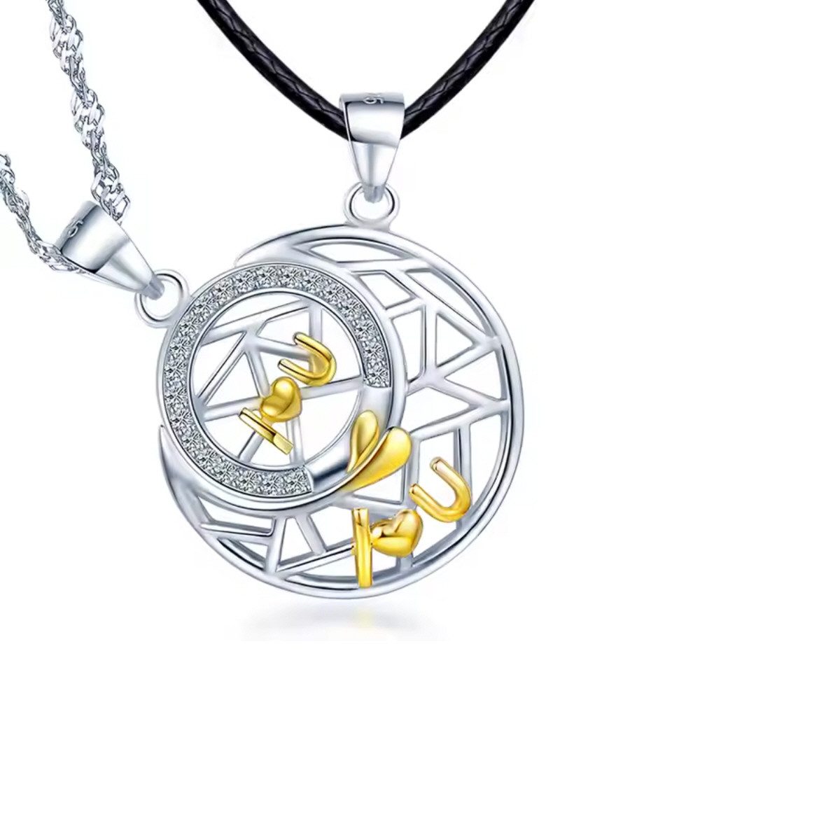 ELLAWIL Partnerkette Partnerkette Stern & Halbmond Liebeskette 2-teilige Pärchenkette (Damen / Kettenlänge 40 cm, Herren / Kettenlänge 54 cm, Sterlingsilber 925 /GESCHENKIDEE / Valentinstag), inklusive Geschenkschachtel