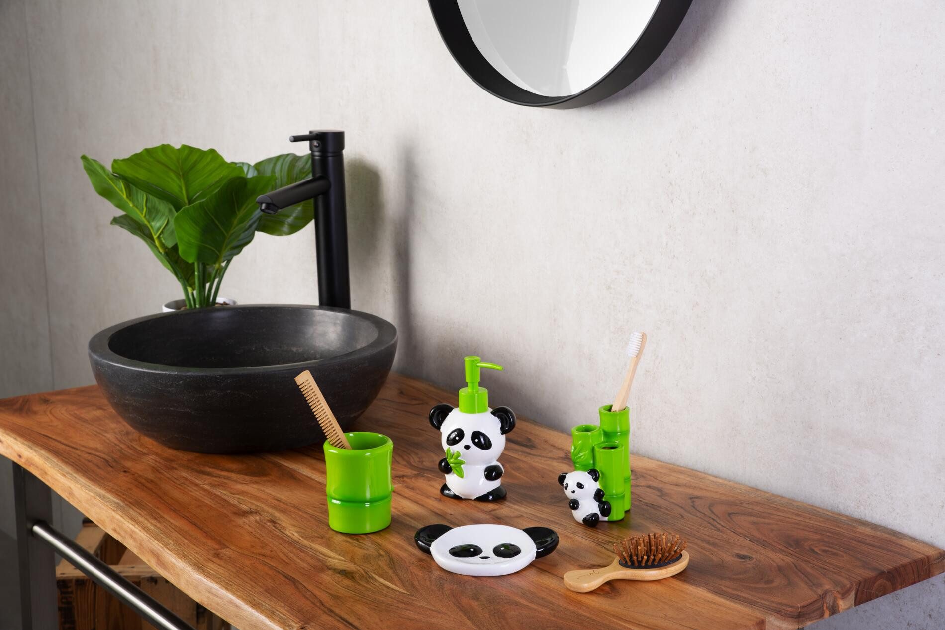 Ridder Badaccessoire-Set Aufbewahrungsbecher Panda grün günstig online kaufen