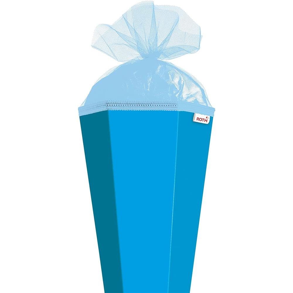 Roth Schultüte XXL-Bastelschultüte Pazifikblau, 100 cm, eckig, mit Tüllverschluss, Zuckertüte für Schulanfang