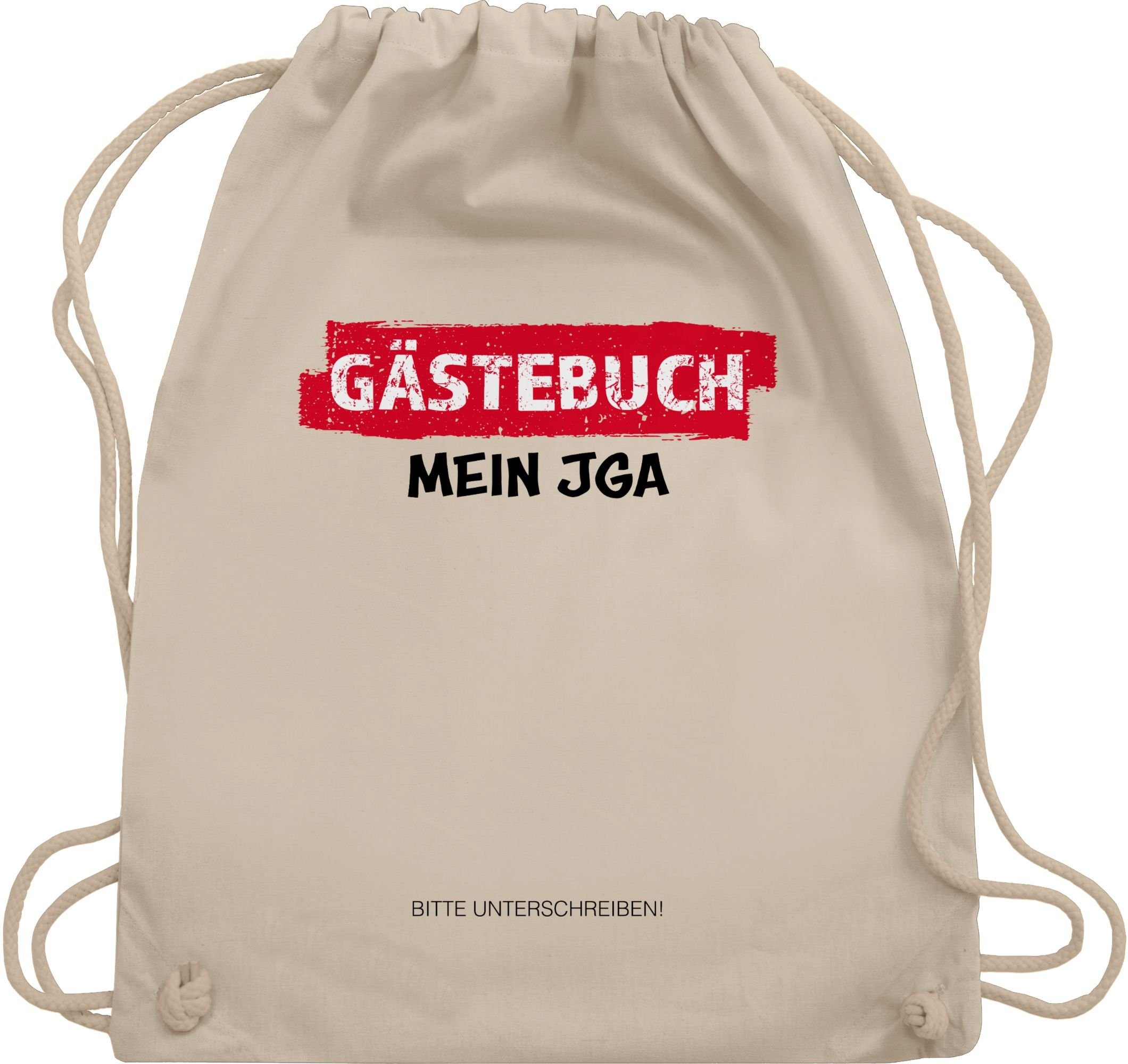 JGA Männer I Shirtracer Unterschreiben Naturweiß 02 Turnbeutel Gäste, Gästebuch JGA