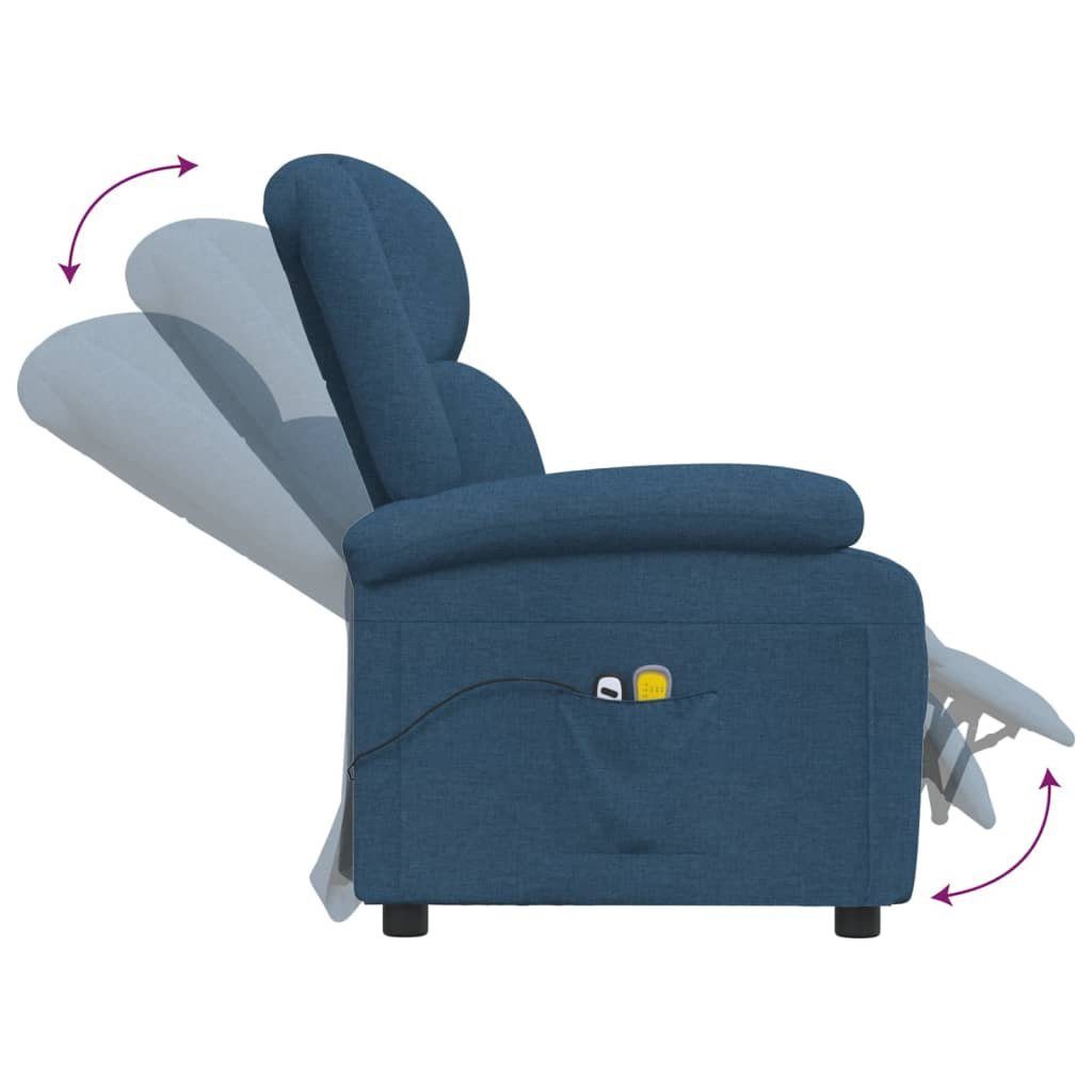 vidaXL Massagesessel (1-St) Stoff Blau Elektrisch Massagesessel mit Liegefunktion