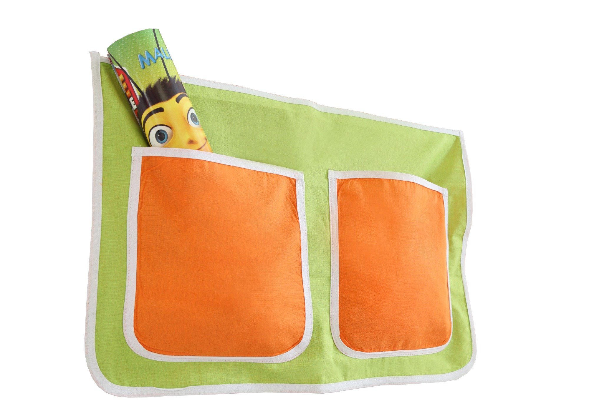 Ticaa Betttasche Kinder Bett-Tasche für Hochbett und Etagenbett Grün-Orange