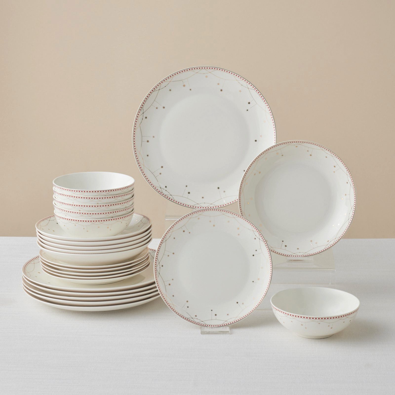 Karaca Geschirr-Set Karaca Elegance Bone Festival Tafelservice 24-tlg. für 6 Personen, 6 Personen, KNOCHENPORZELLAN