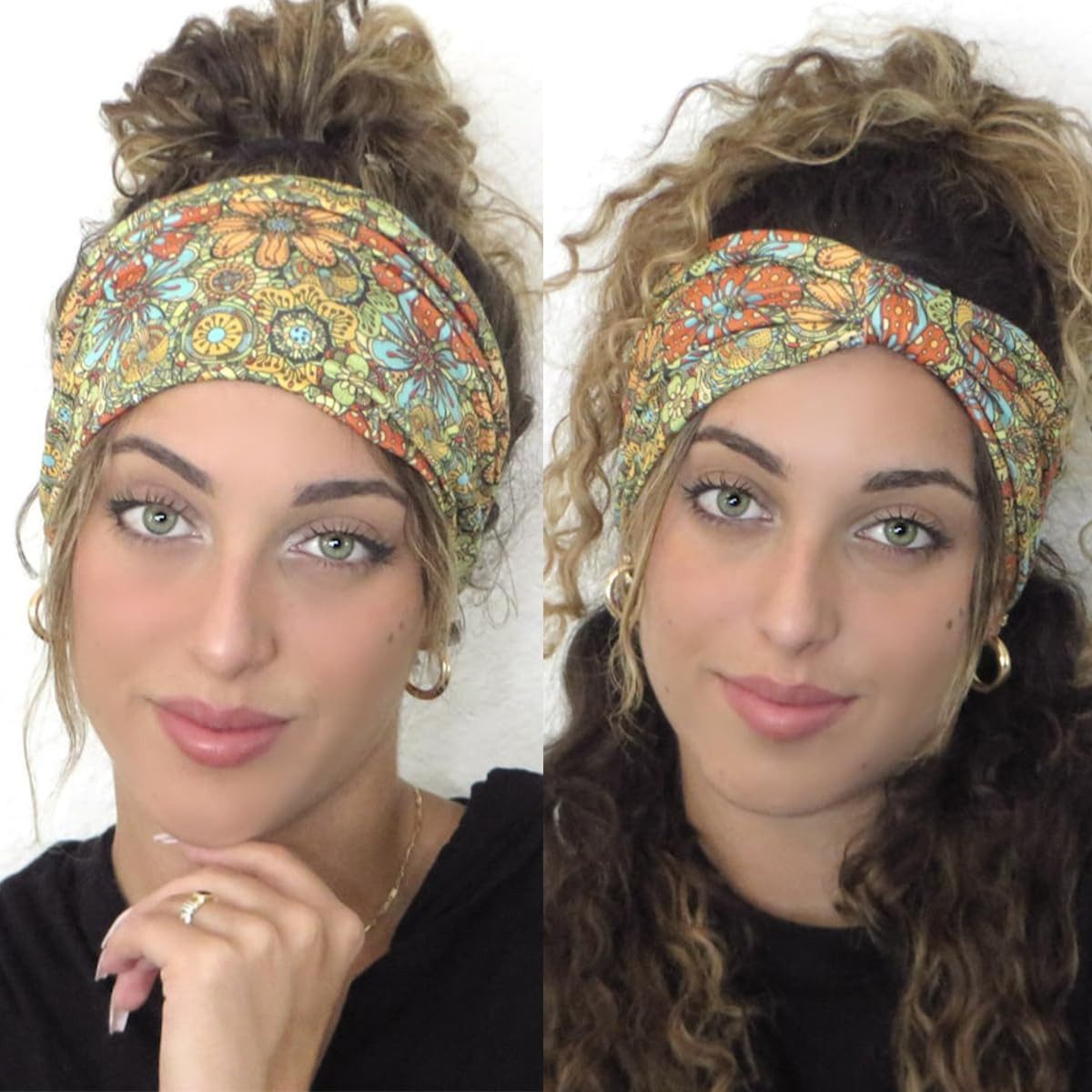 Zaewry Haarband Damen Stirnband Extra Breit Haarbänder Dünn, Elastische Kopftuch Weiche Boho Mehrfarbig Headband, 2-tlg., für Yoga, Kosmetik, Sport & Haarschmuck Sommer