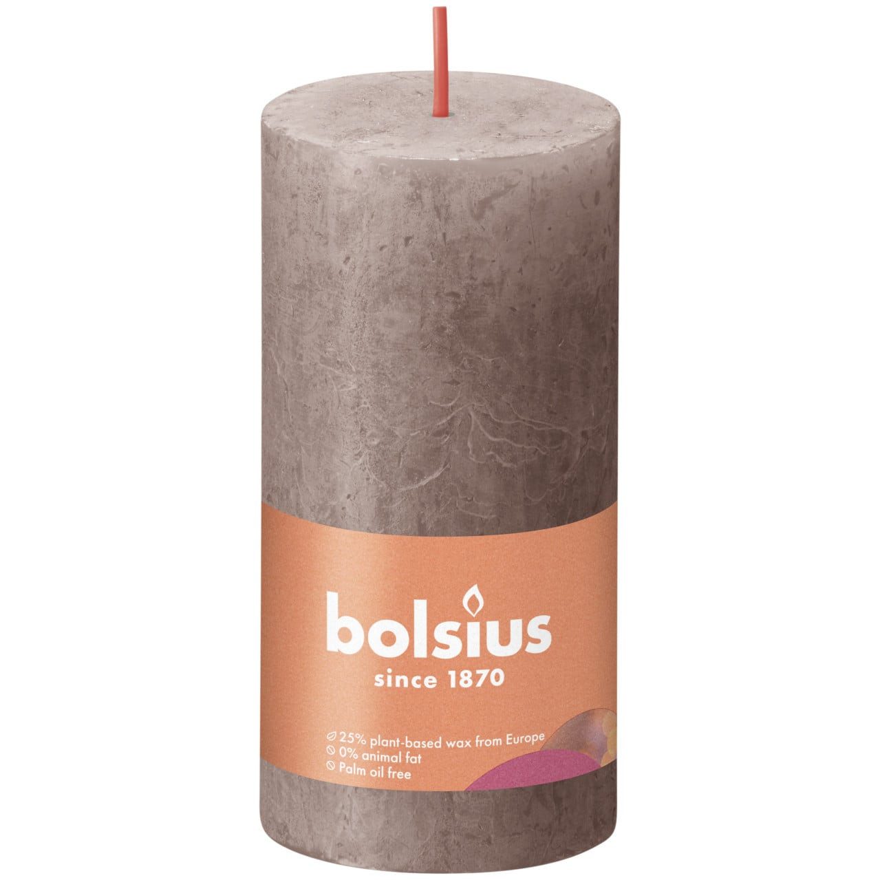 Bolsius Stumpenkerze Bolsius Rustik-Kerze 100/50 mm Rustikales Taupe
