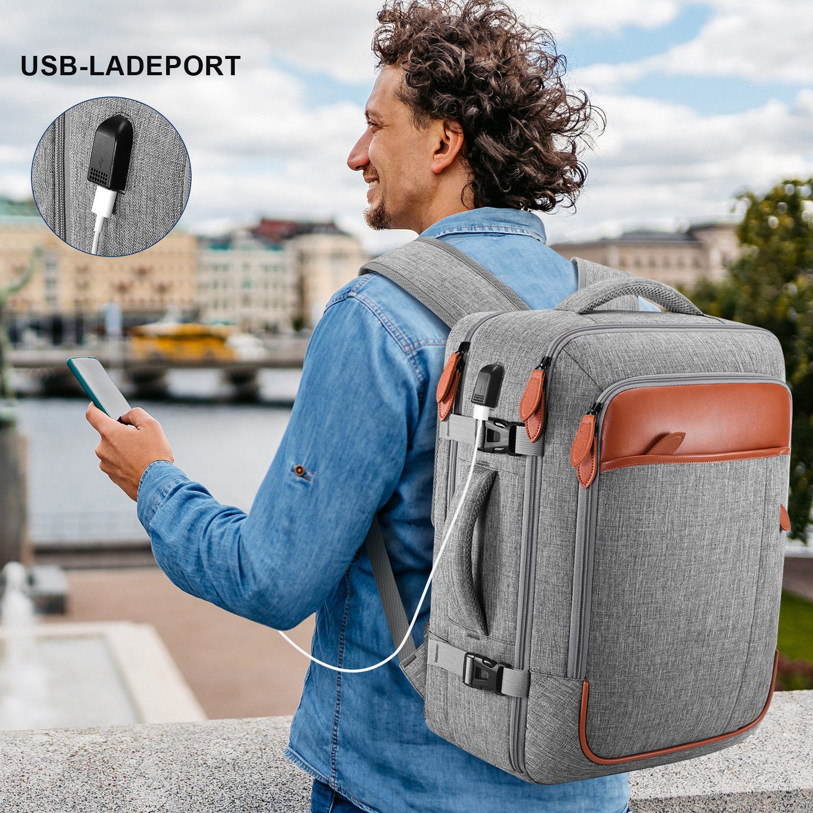 HAUSS SPOLE Reisetasche 4-teiliges Schultasche Handgepäck Wasserdicht, 40L, 17 Zoll Laptop