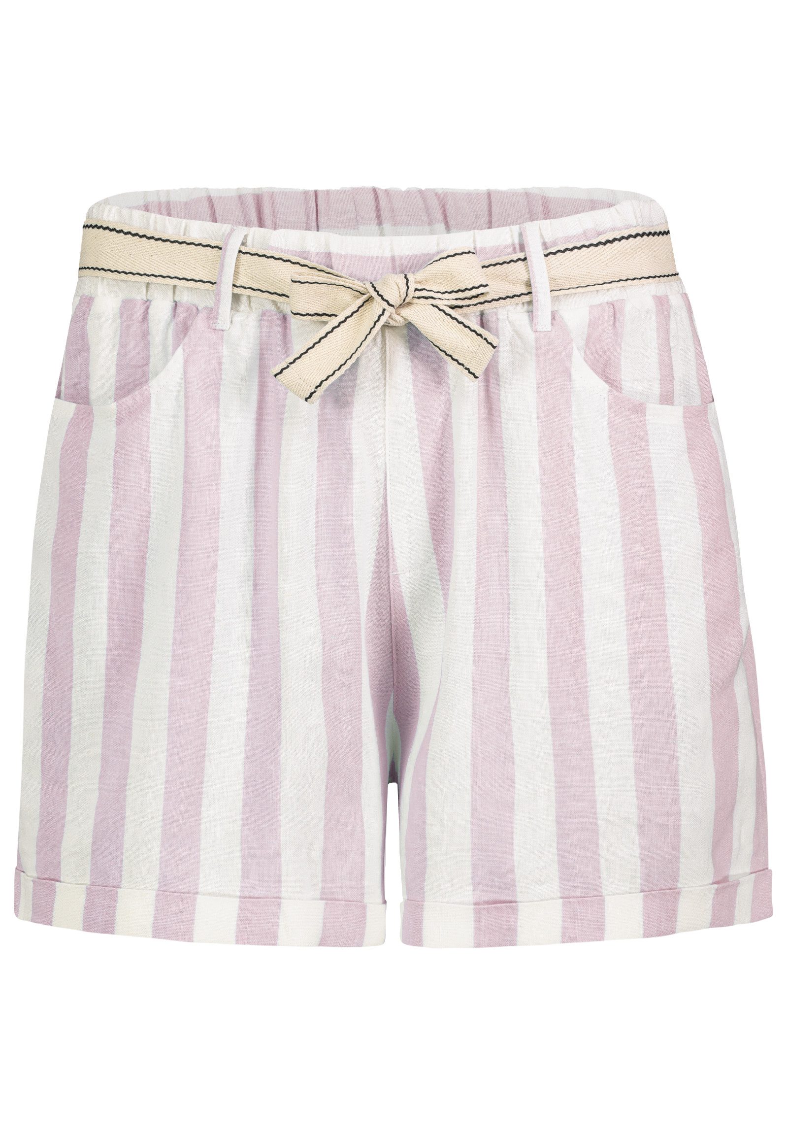 Eight2Nine Shorts Bequemer Schlupfbund Mittlere Bundhöhe für Damen (1-tlg) Leinen Normal Fit Gestreift atmungsaktiv Pull-on