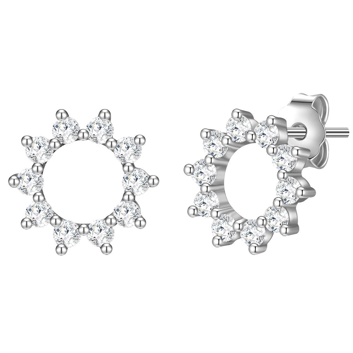 Paar Ohrstecker Blume/Kreis silber