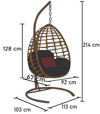 Capri Swing Hängesessel Capri Hängesessel Gümbet mit Gestell Garten Rattan 120 Kg Hängekorb