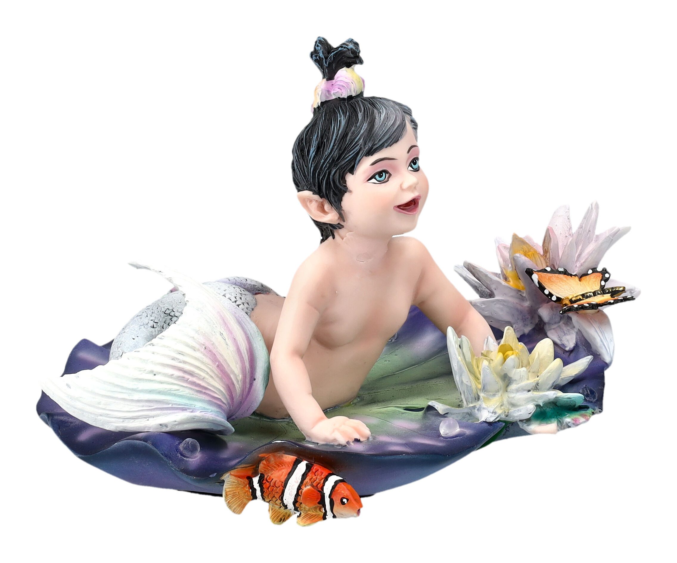 Figuren Shop GmbH Fantasy-Figur Meerjungfrauen Figur - Baby Meerjunge - Fantasy Dekofigur Dekoration