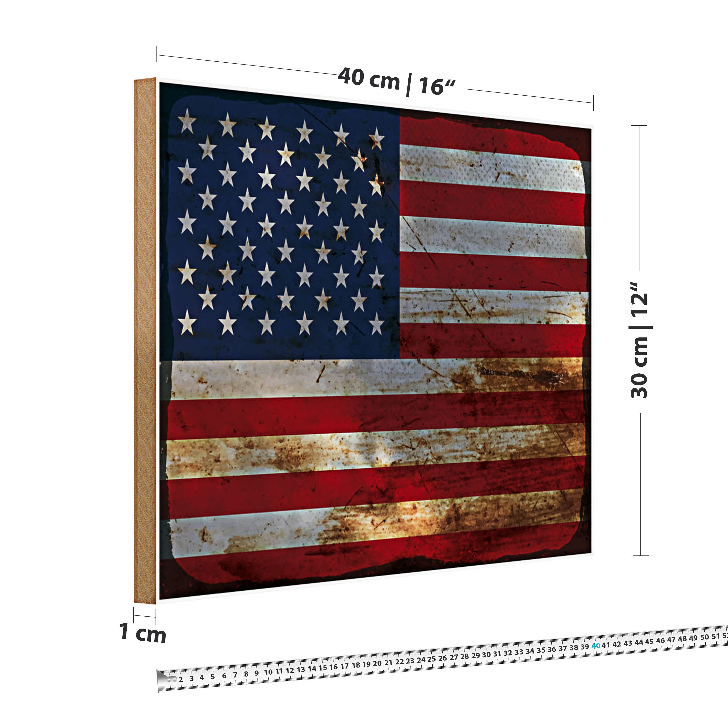 Roomando Holzbild Flagge Vereinigte Staaten 40x30cm States Rost